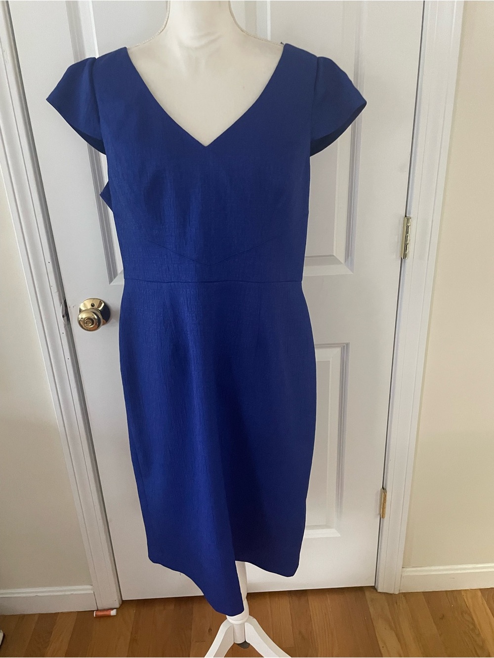 Adrianna Papell Cobalt Blue V-Neck Midi Dress